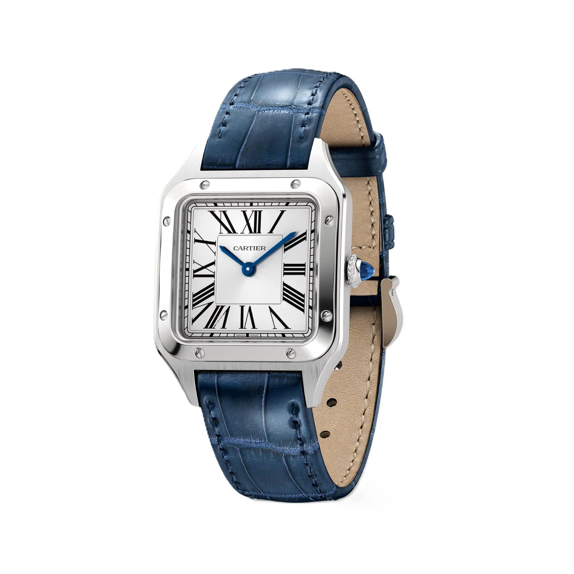 Cartier Santos Dumont WSSA0086 38mm Stainless Steel, Quartz, White Dial, strap - Shami Fine Watchmaking & Jewelry