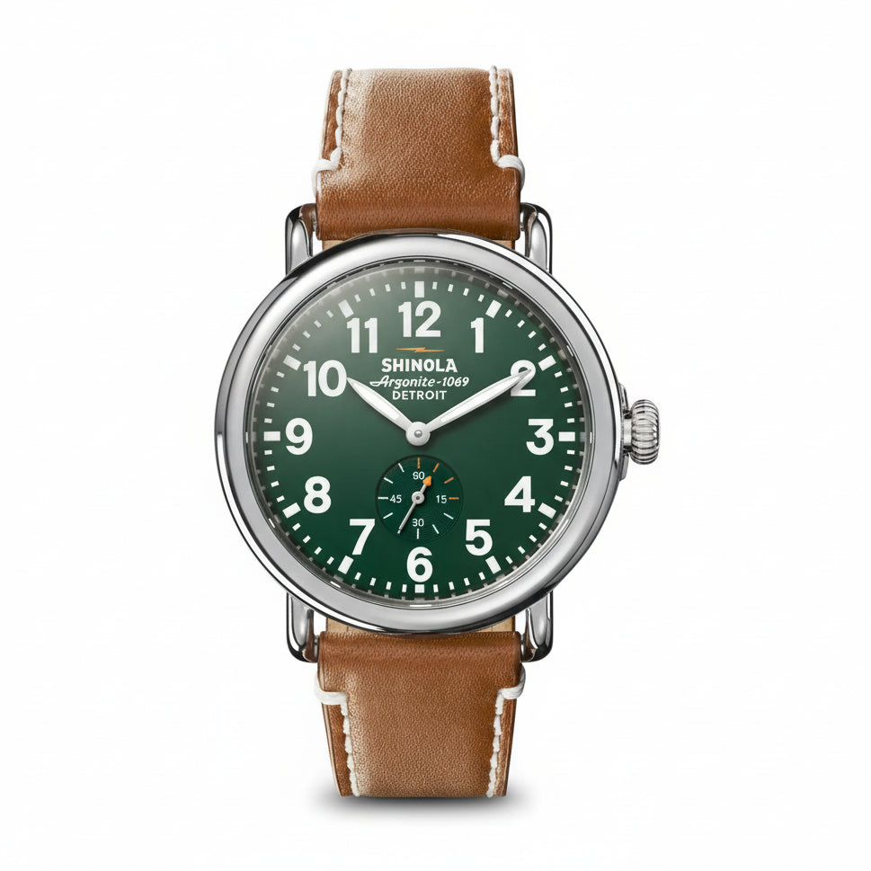 Shinola Runwell Argonite 1069 quartz 41mm green strap - Shami Fine Watchmaking & Jewelry