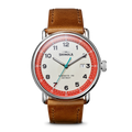 Shinola Canfield C56 quartz 43mm Cream Dial, Red Rehaut, strap
