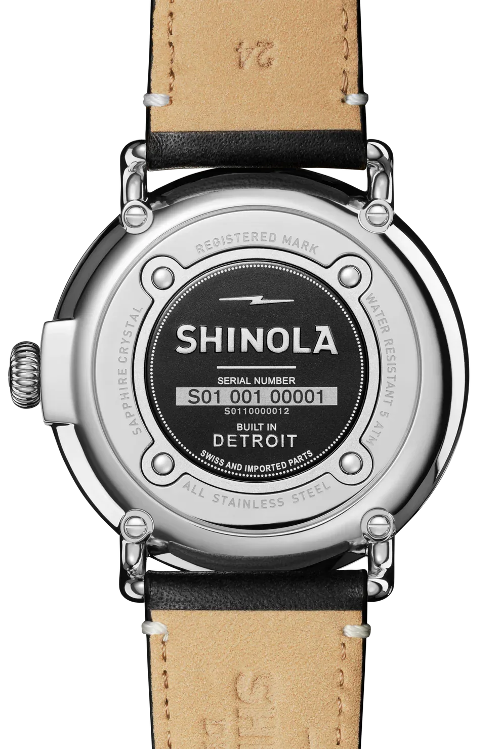 Shinola Runwell Argonite 1069 quartz 47mm black dial strap - Shami Fine Watchmaking & Jewelry
