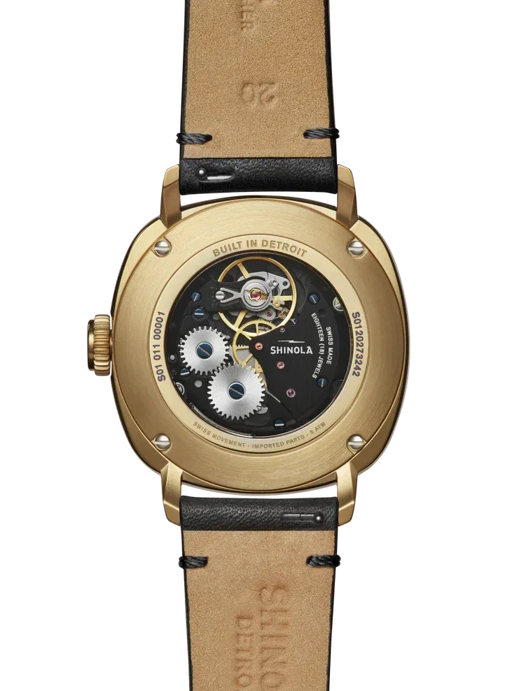 Shinola Mechanic 39mm case black dial leather strap - Shami Fine Watchmaking & Jewelry