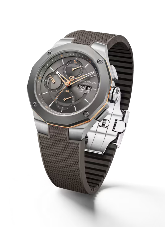 Riviera 10722 Automatic Chronograph, 43 mm Steel Case & Rubber Strap
