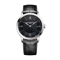 Classima 10881 40mm Steel Case & Bezel & Back, Quartz, Black Sun Dial, Leather