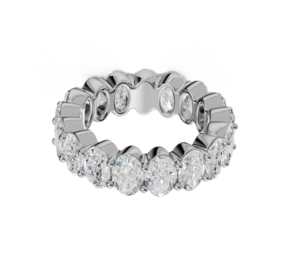 14k Gold Lab Oval Diamond Common Prong Eternity Band - Shami Fine Watchmaking & Jewelry