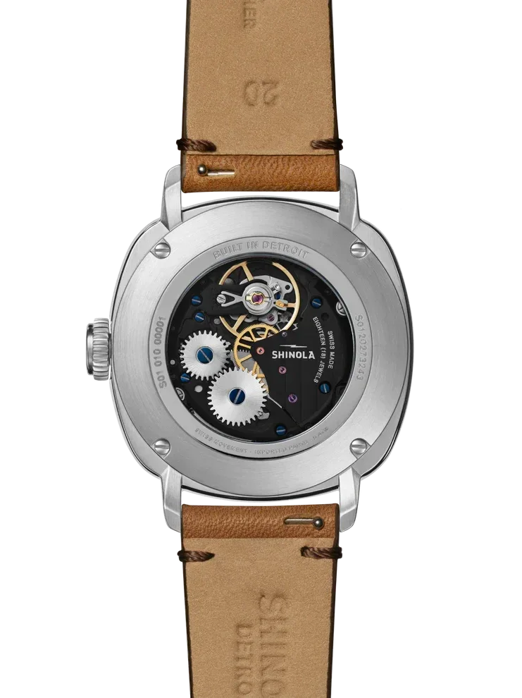 Shinola Mechanic 39mm case steel blue dial leather strap - Shami Fine Watchmaking & Jewelry
