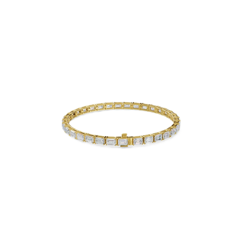 14k Gold Emerald Cut E/F, VS+ East-West Lab Diamond Tennis Bracelet - Shami Fine Watchmaking & Jewelry
