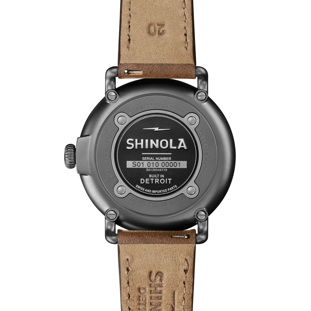 Shinola Runwell Argonite 703 quartz 41mm Petoskey Dial, Leather Strap