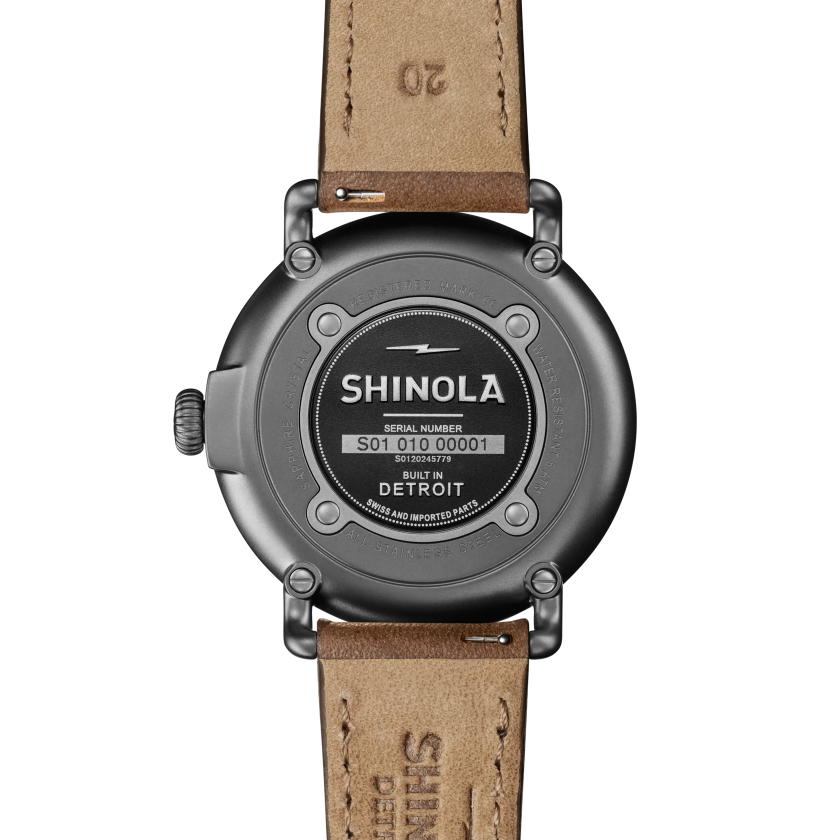 Shinola Runwell Argonite 703 quartz 41mm Petoskey Dial, Leather Strap