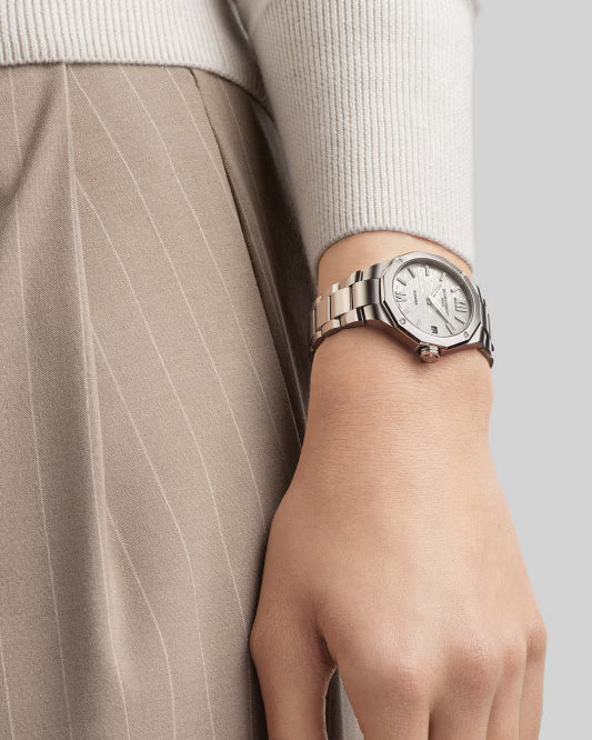 Riviera 10729 Quartz, Date Display, Diamond-Set  33mm Steel Case & Bracelet