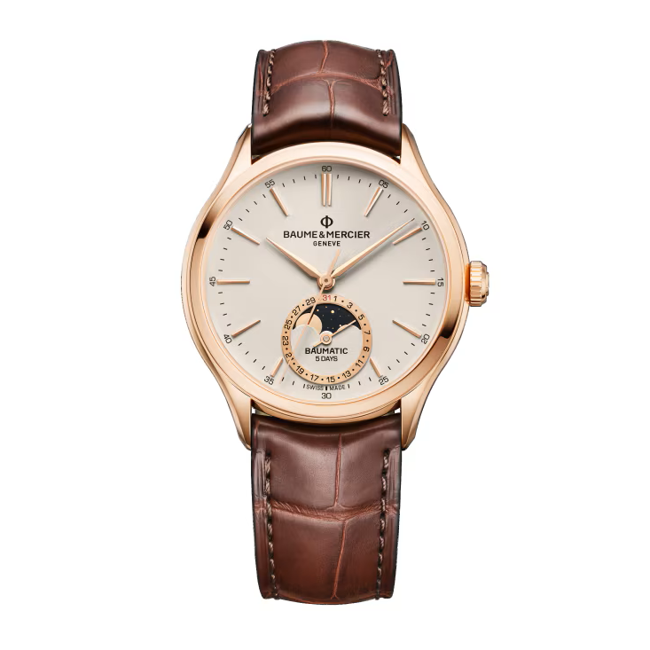 Clifton 10736 Automatic Watch, Moon Phase Date, 39 mm, Leather