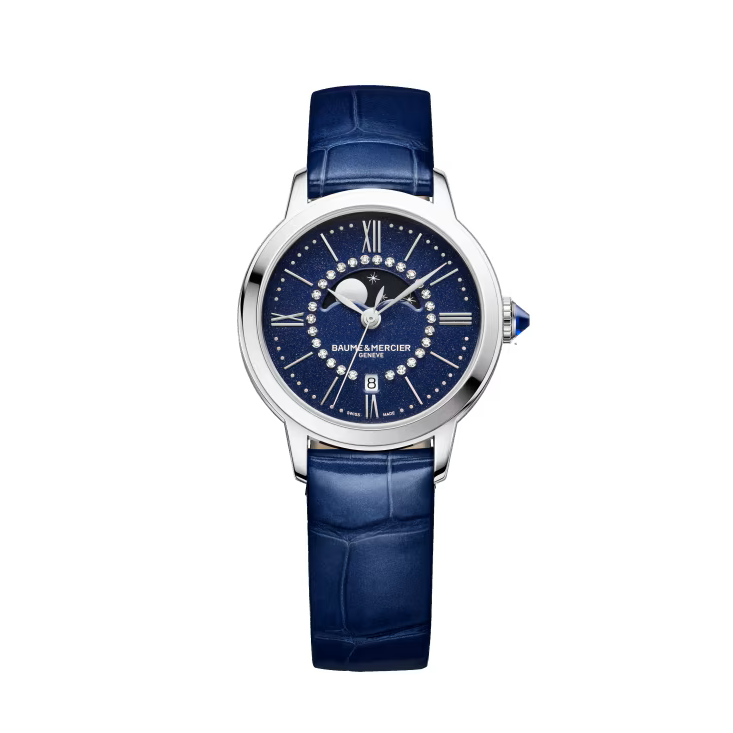 Classima 10804 Quartz, Moon-phase Date, 31mm Steel Case, Leather