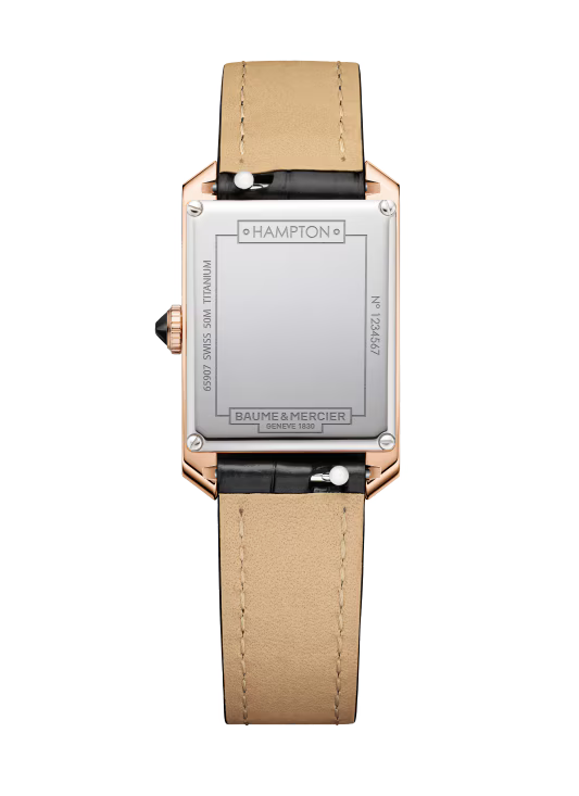 Hampton 10752 Quartz, 35x22 18K Pink Gold & Titanium Case, Leather