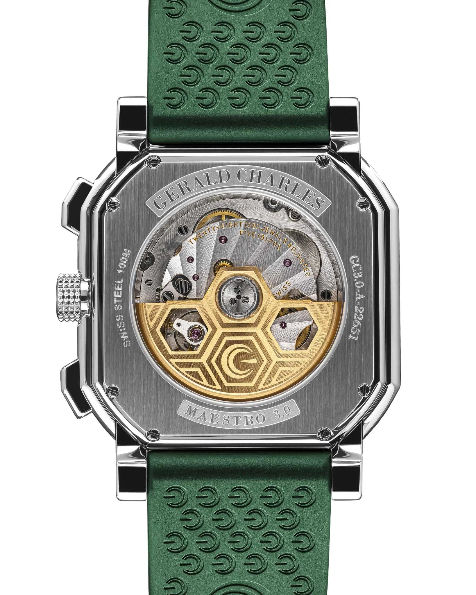 Gerald Charles Maestro 3.0 Chronograph Automatic, 39mm Stainless steel with Emerald Green Dial and rubber strap