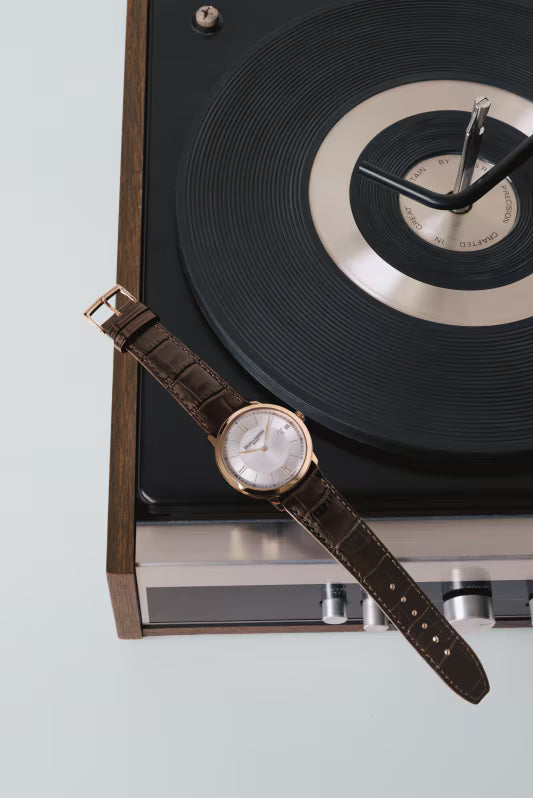Classima 10857 40mm Steel Case & Back, Quartz, Silver Sun Dial, Date Display, Leather