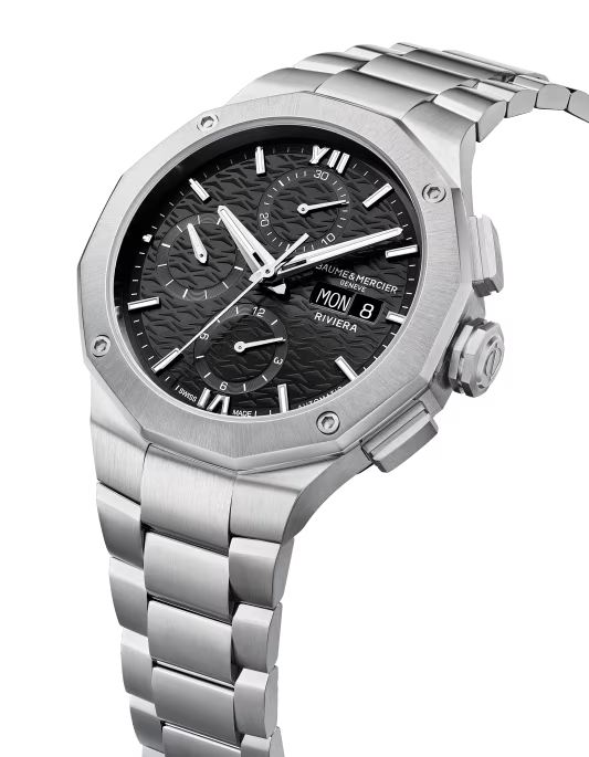 Riviera 10825 Automatic Chronograph, Date Display, 41 mm Steel Case & Bracelet