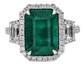 Platinum GIA 4.79 carat Octagonal Step Cut Emerald & Diamond Ring