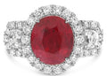 Platinum GIA 4.16 carat Oval Cut Ruby & Diamond Ring