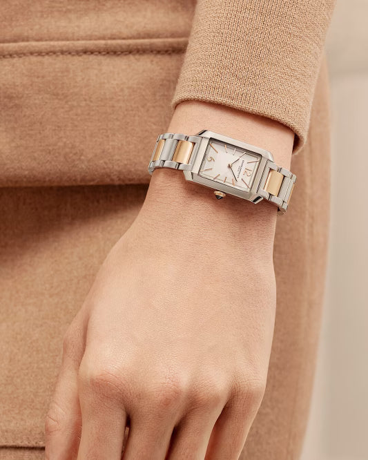Hampton 10751, Quartz, 35 x 22 mm Steel Case, Steel & Pink Gold Capped Bracelet
