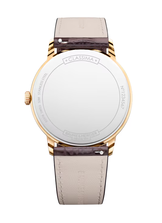 Classima 10857 40mm Steel Case & Back, Quartz, Silver Sun Dial, Date Display, Leather
