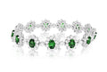 18k White Gold Natural Oval Emerald and Diamond Bracelet