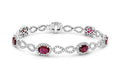 18k White Gold Natural Oval Ruby and Diamond Bracelet
