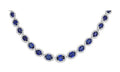 14k White Gold Natural Oval Brilliant Sapphire & Diamond Necklace