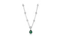 18k White Gold Natural Pear Emerald and Diamond Necklace