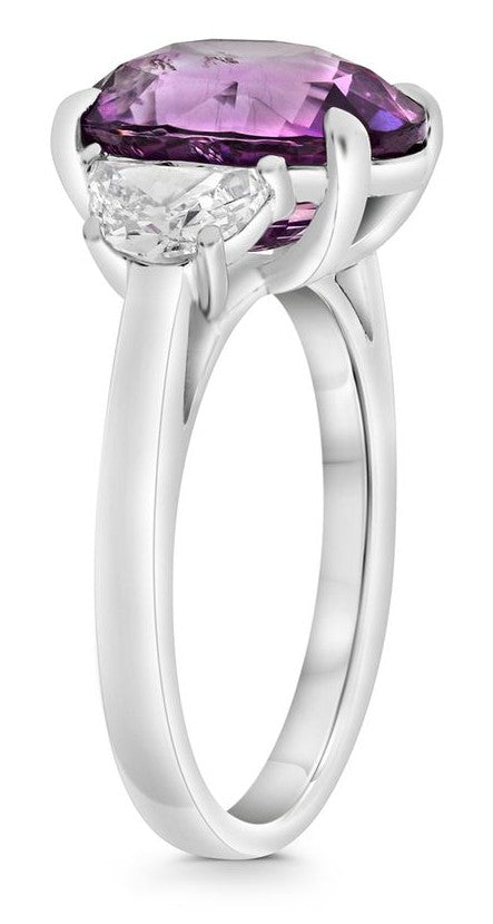 Platinum Ring, GIA Oval 6.23 carat Purple-Pink Natural Sapphire