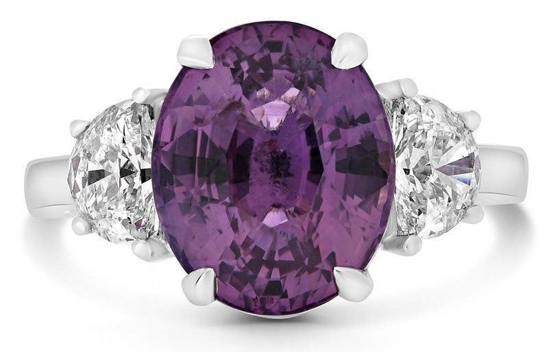 Platinum Ring, GIA Oval 6.23 carat Purple-Pink Natural Sapphire