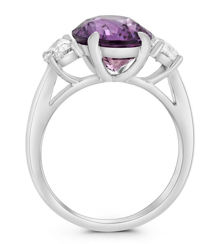 Platinum Ring, GIA Oval 6.23 carat Purple-Pink Natural Sapphire