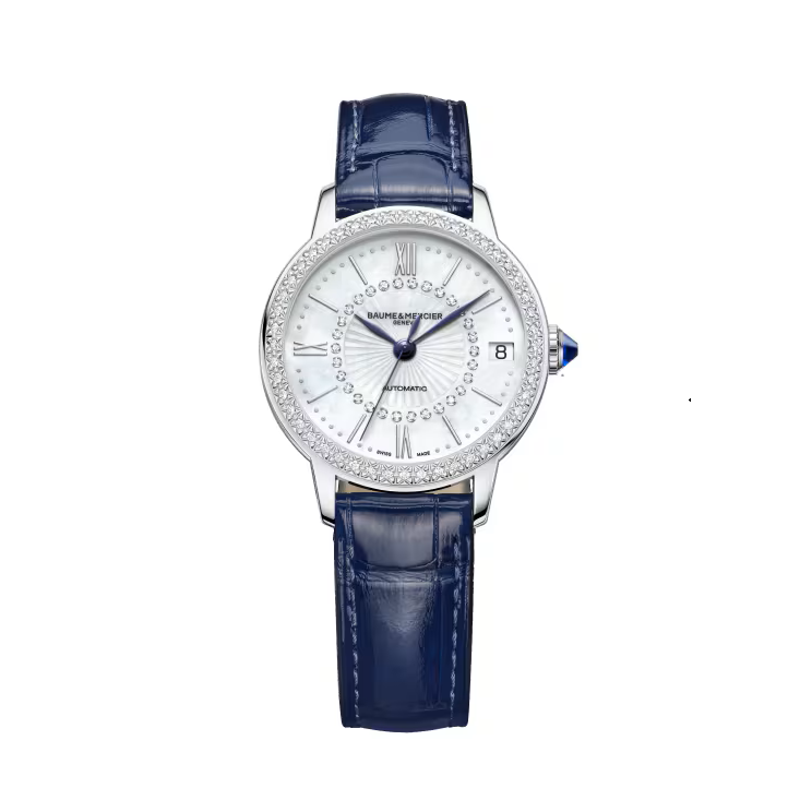 Classima 10808 Automatic, Date display, 31mm Steel Diamond Set Case, Leather
