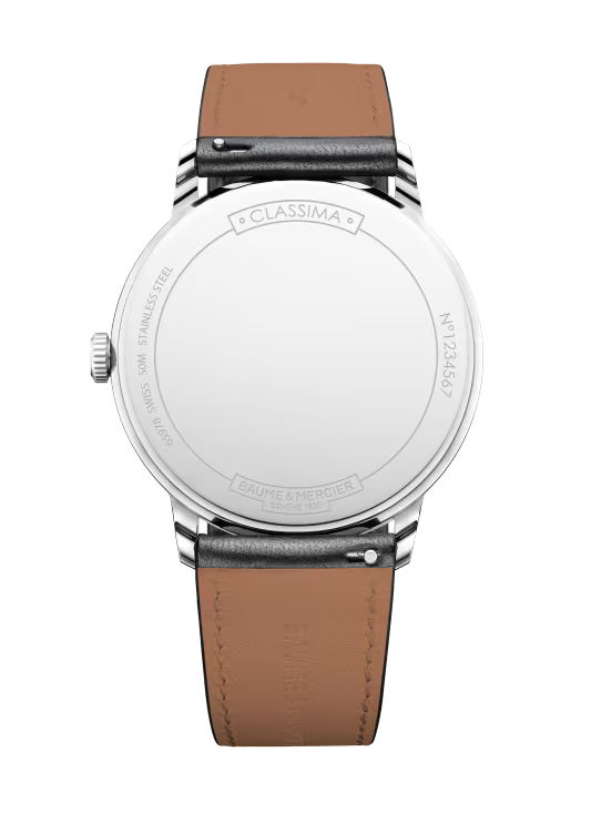 Classima 10884, 40mm Steel Case & Back, Quartz, Silver Opaline dial, Date, Leather