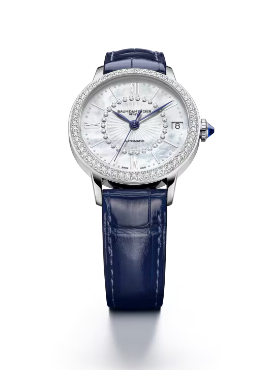 Classima 10808 Automatic, Date display, 31mm Steel Diamond Set Case, Leather