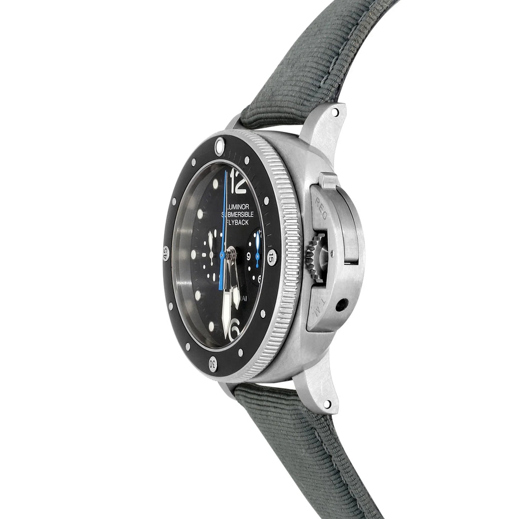 Panerai Luminor Flyback PAM615, 47MM Titanium, Automatic, Black Dial - Shami Fine Watchmaking & Jewelry