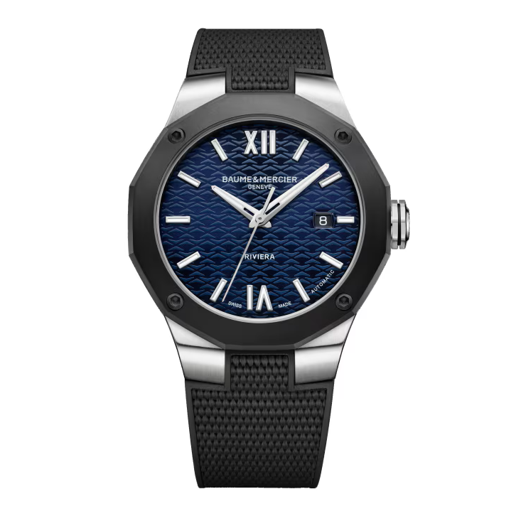 Riviera 10768 Automatic, Steel-ADLC, 42mm, Rubber Strap