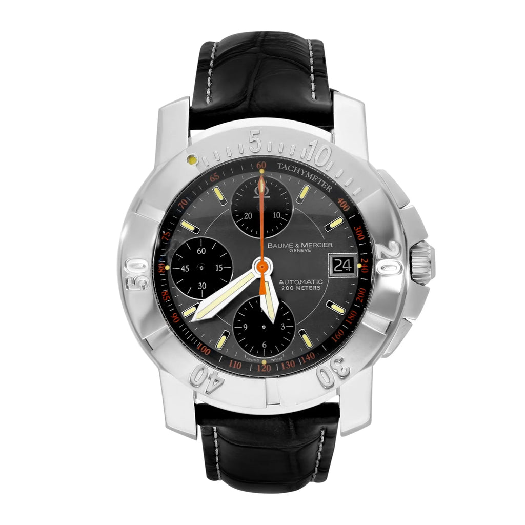 Baume & Mercier stainless steel automatic, grey baton chronograph dial - Shami Fine Watchmaking & Jewelry