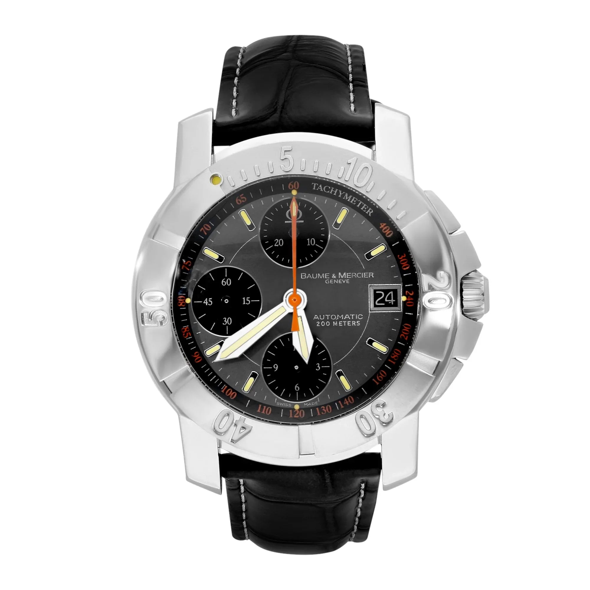Baume & Mercier stainless steel automatic, grey baton chronograph dial - Shami Fine Watchmaking & Jewelry
