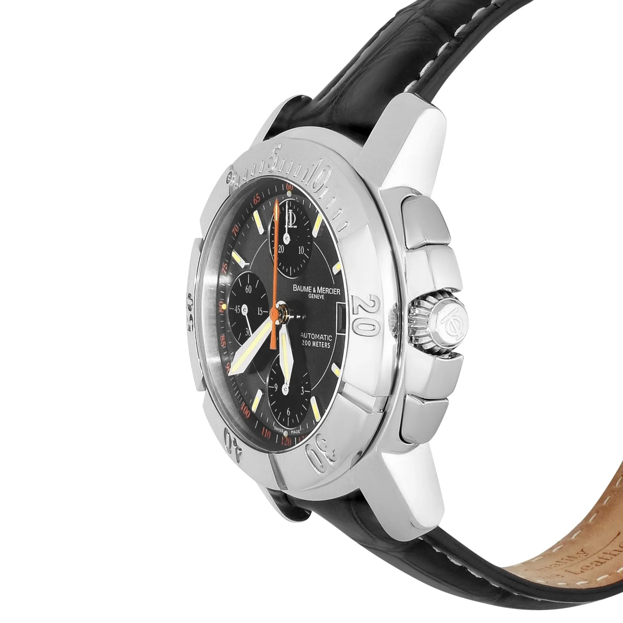 Baume & Mercier stainless steel automatic, grey baton chronograph
