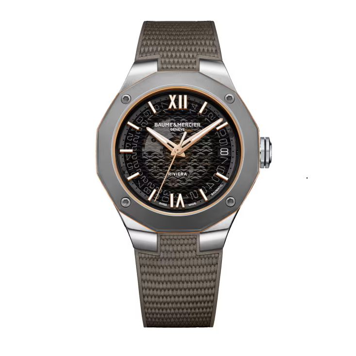 Riviera 10720 39mm Steel Case, Dodecagonal Titanium Bezel, Exhibition Back, Automatic, Grey Dial, Elasto HNBR Strap