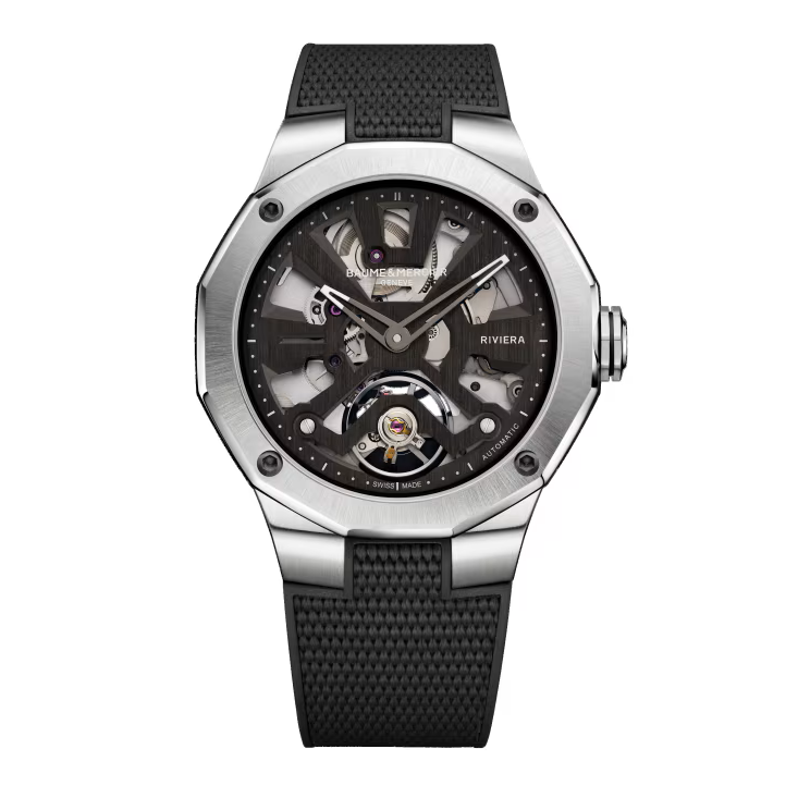 Riviera 10721 Automatic, Skeleton Dial, 42mm Steel Case, Rubber Strap