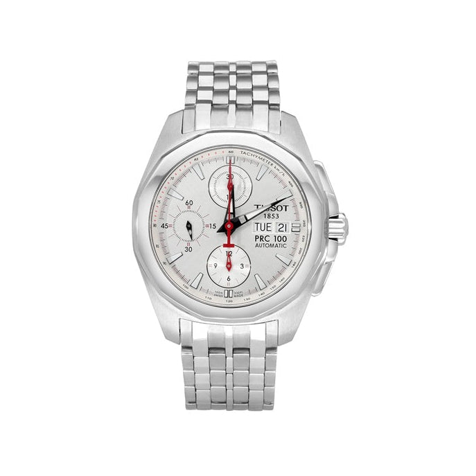 TISSOT PRC 100 Chronograph, 41mm Stainless Steel, Automatic, Silver Dial