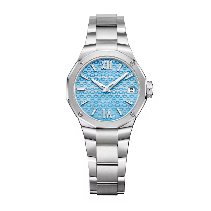 Riviera 10811 33mm Steel Case, Dodecagonal Steel Bezel & Back, Quartz, Bright Blue Dial, Steel Bracelet (Copy)