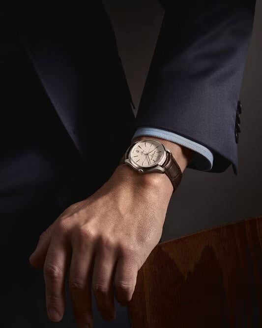 Clifton 10773 39mm Steel Case, Steel Bezel, Exhibition Back, Automatic, Silver Dial, Leather