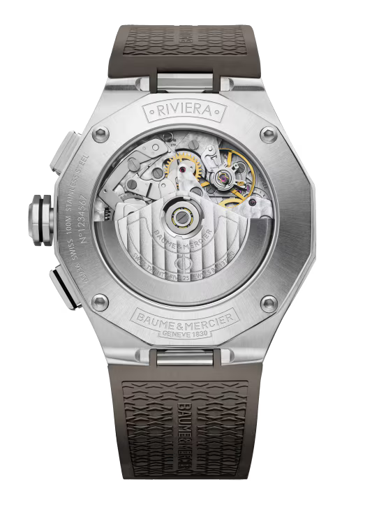 Riviera 10722 Automatic Chronograph, 43 mm Steel Case & Rubber Strap
