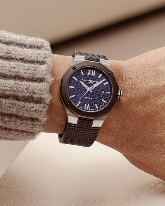 Riviera 10768 Automatic, Steel-ADLC, 42mm, Rubber Strap