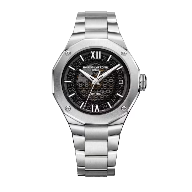 Riviera 10715 39mm Steel Case, Dodecagonal Steel Bezel, Exhibition Back, Automatic, Grey Dial, Steel Bracelet