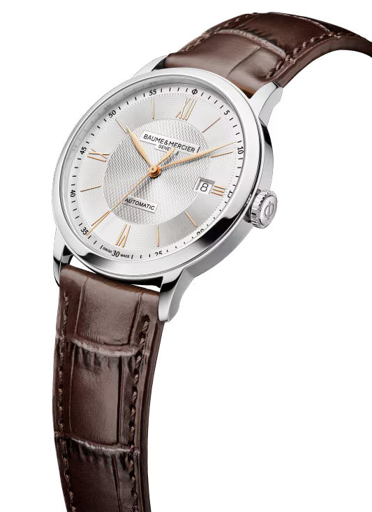 Classima 10853, 40mm Steel Case & Back, Automatic, Silver Sun dial, Date, Leather