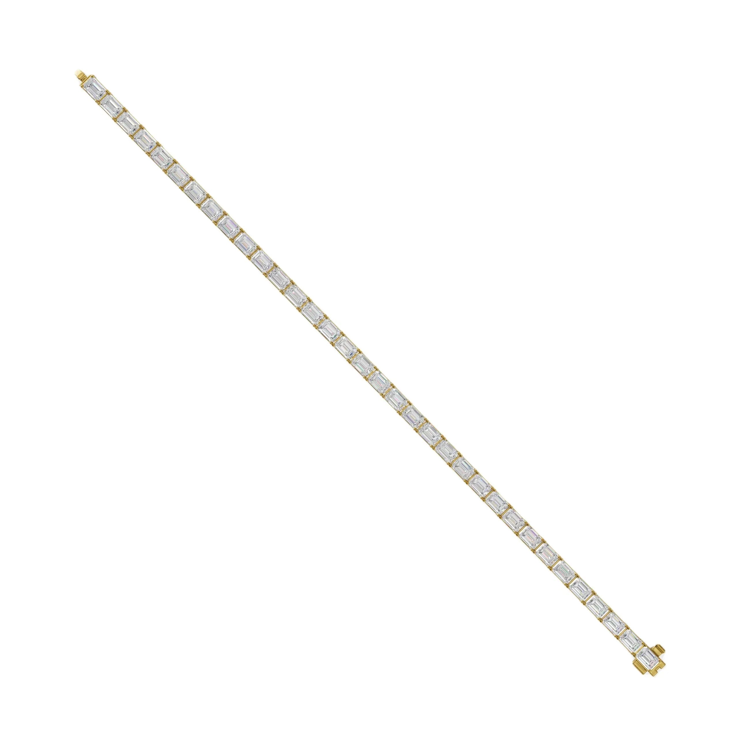14k Gold Emerald Cut E/F, VS+ East-West Lab Diamond Tennis Bracelet - Shami Fine Watchmaking & Jewelry