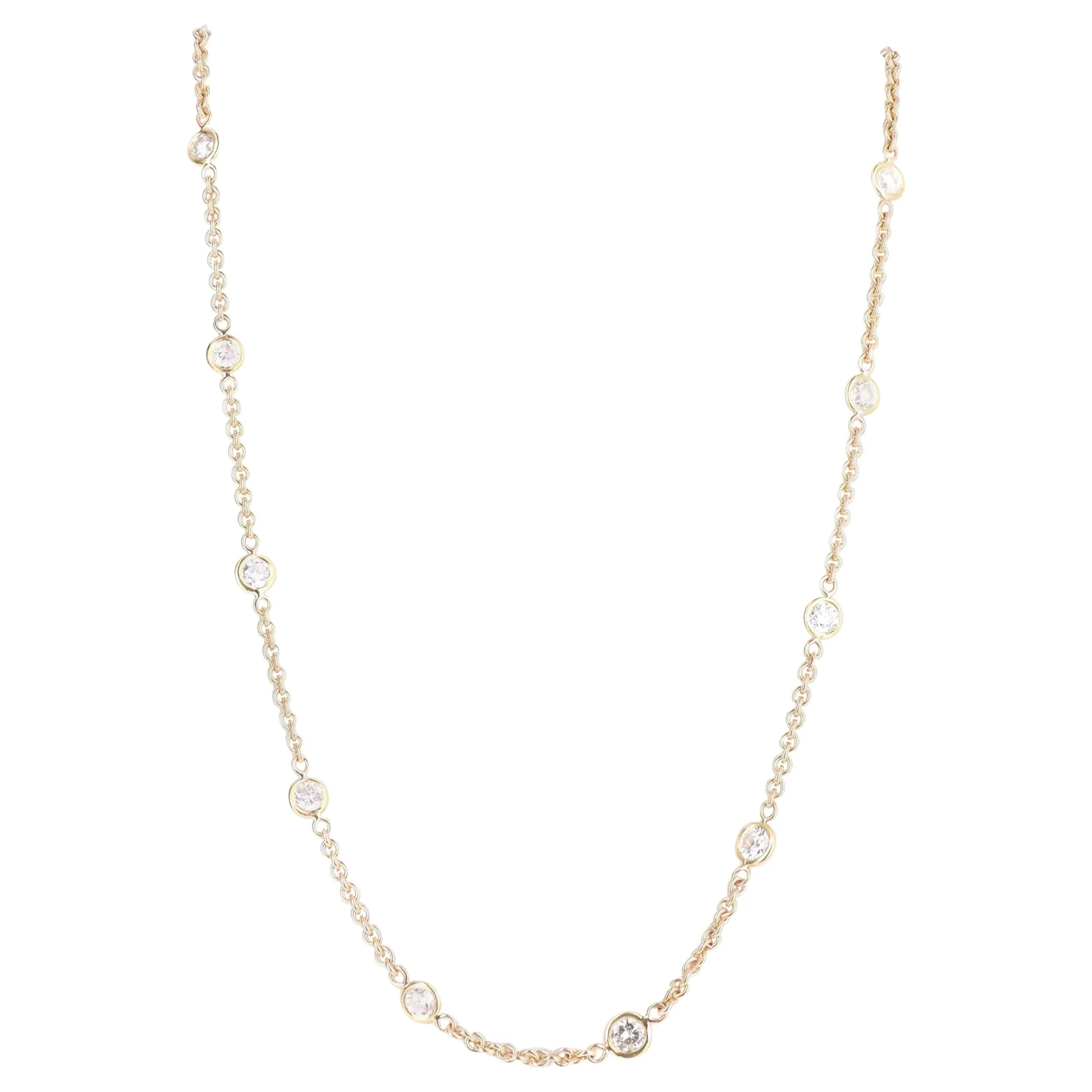 14k yellow gold, dby necklace, 0.65 carats natural diamond, 18 inch. - Shami Fine Watchmaking & Jewelry