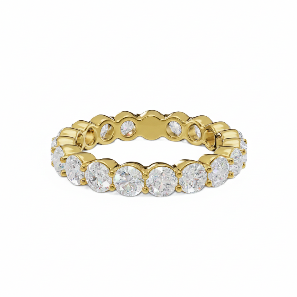 14k Gold Lab Round Brilliant Diamond Common Prong Eternity Band - Shami Fine Watchmaking & Jewelry